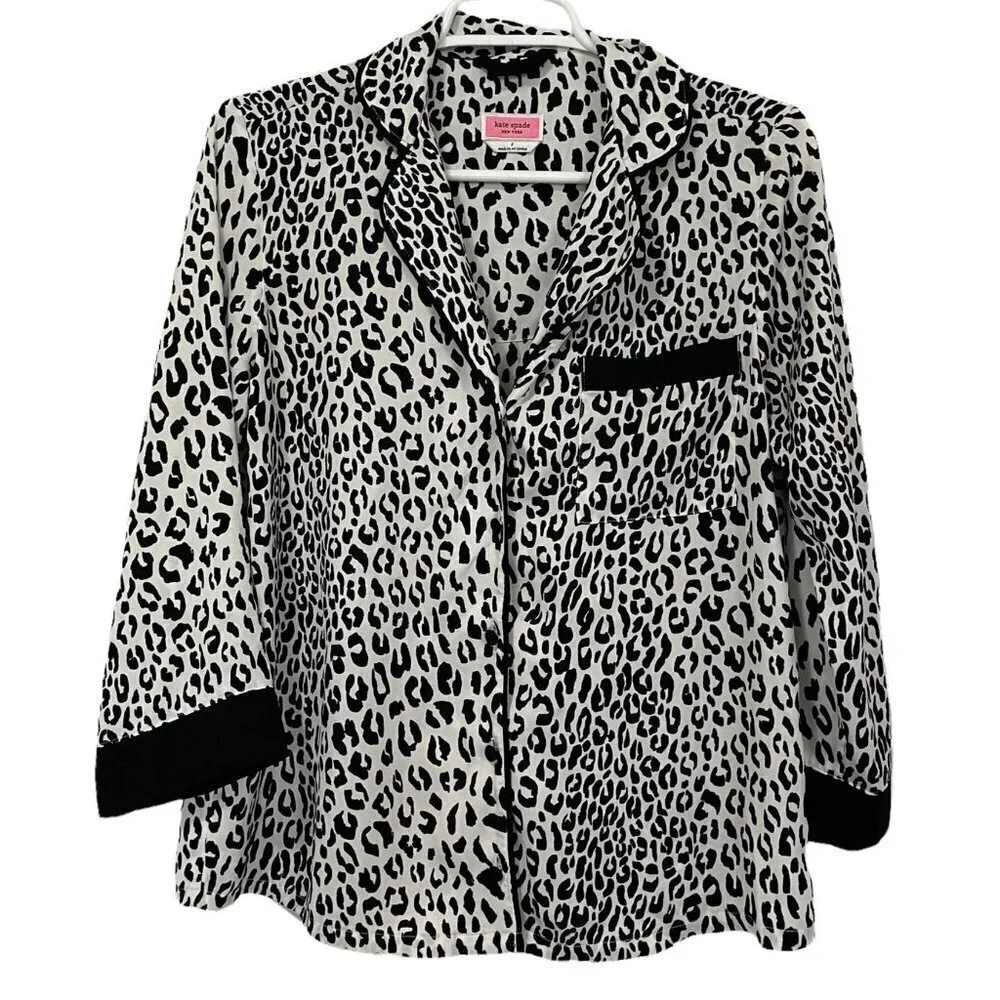 Kate Spade Pajama Top Blouse‎ Animal Print Leopard Size S